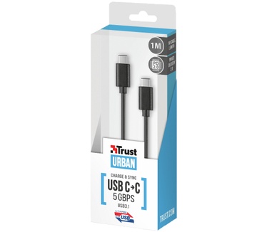 Trust 1m, 2xUSB3.1-C Zwart