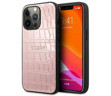 Guess Crocodile Back Case voor Apple iPhone 13 Pro (6.1") - Roze Roze