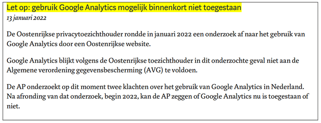 Google Analytics Autoriteit PErsoonsgegevens