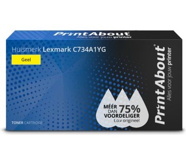 PrintAbout Huismerk Lexmark C734A1YG Toner Geel