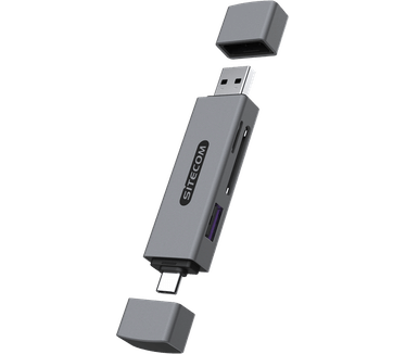 Sitecom USB-A + USB-C Stick Card Reader with USB Port kaartlezer
