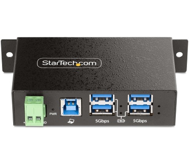 Startech.com 4-Port Managed USB Hub met 4x USB-A, Heavy Duty met Industriële Stalen Behuizing, ESD & Overspanningsbeveiliging, Wand/Bureau/Din-Rail Montage, USB 3.0/3.1/3.2 Gen 1 5Gbps