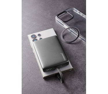 Intenso Powerbank MC10000 met geïntegreerde USB-C kabel en magnetische achterkant, 10.000 mAh, 20 Watt
