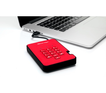iStorage diskAshur2 256-bit 256GB USB 3.1 secure encrypted solid-state drive - Red IS-DA2-256-SSD-256-R