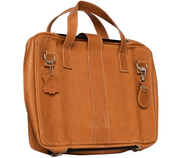 R-Go Tools R-Go Viva 15.6" Laptoptas, Full Grain Leather (LWG gecertificeerd), Geïntegreerde laptopstandaard, Schouderband, Bruin