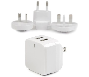 Startech.com 2-poorts USB-lader hoog vermogen (17 W / 3,4 A) reislader (internationaal) wit