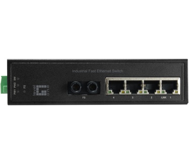 LevelOne 5-Port Industrial Fast Ethernet Switch, 1 Port ST Multi-Mode Fiber, 2km