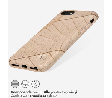 Selencia Aurora Fashion Backcover iPhone SE (2022 / 2020) / 8 / 7 - Duurzaam hoesje - 100% gerecycled - Earth Leaf Beige