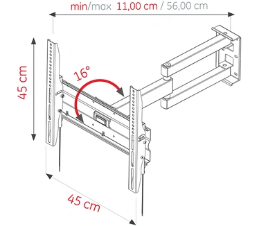 Ultimate RX-1000 wandhouder voor plat scherm, 139,7 cm (55 inch), zwart