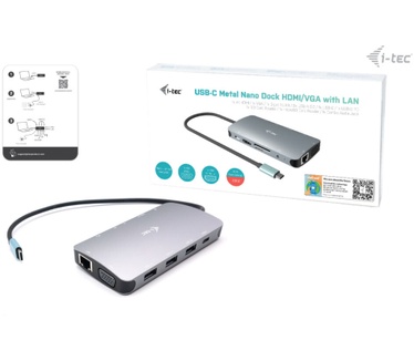 i-tec USB-C Nano Dock HDMI/VGA with LAN + Power Delivery 100 W