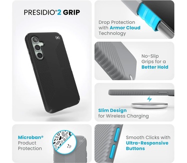 Speck Presidio2 Grip Samsung Galaxy S23 FE Black - with Microban