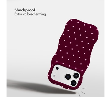 Selencia Vivid Wavy Backcover met MagSafe voor de Apple iPhone 17 Pro - Happy Dots Burgundy