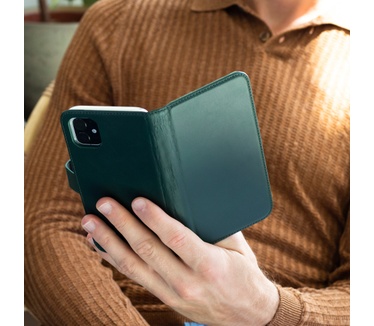 Selencia Echt Lederen Bookcase Samsung Galaxy A8 (2018) - Groen