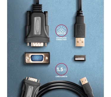 Axagon ADS-1PQN USB-A 2.0 - serial RS-232 DB9-M FTDI adapter cable 1.5m - Adapter - Digital/Daten