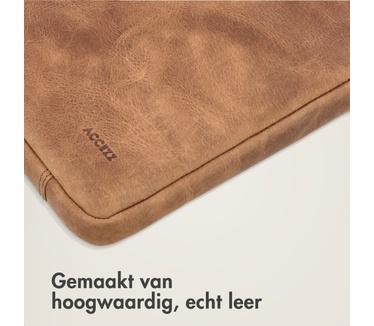 Accezz Leather Laptop hoes met rits 15-16 inch - Laptopsleeve - Cognac