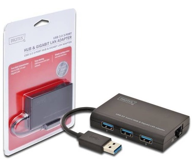 Digitus USB 3.0 3-Port Hub & Gigabit LAN Adapter