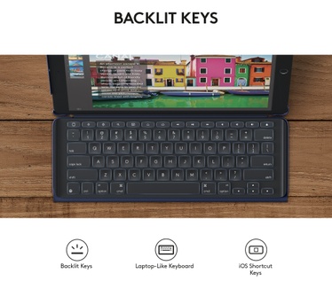Logitech Slim Combo voor 12,9" iPad Pro, Azerty FR Blauw
