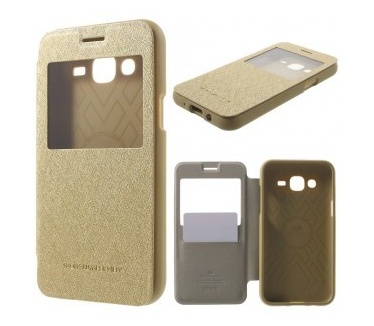 Goospery Samsung Galaxy J5 Bumper View Case - met zichtvenster - Gold