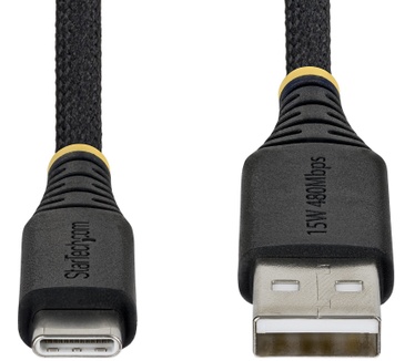 Startech.com 2m USB-A naar USB-C Snellaadkabel, 15W 3A, Dual-Layer Gevlochten Nylon / TPE Mantel, Duurzame USB-A naar USB-C Oplaadkabel, USB-A naar USB-C Kabel