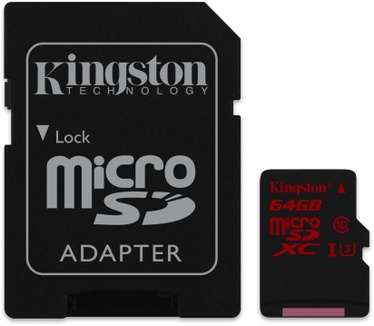 Kingston microSDHC/SDXC UHS-I U3 64GB (with SD adapter)