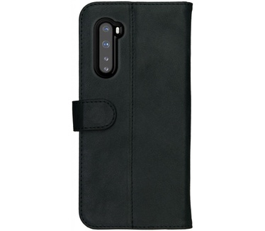Rosso Deluxe OnePlus Nord Hoesje Echt Leer Book Case Zwart (Nord) Zwart