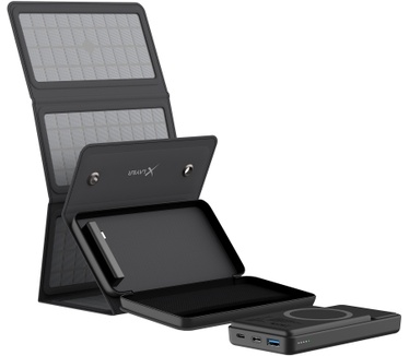 XLayer Draadloze Powerbank 10.000mAh 15W Zwart met Zonnepaneel