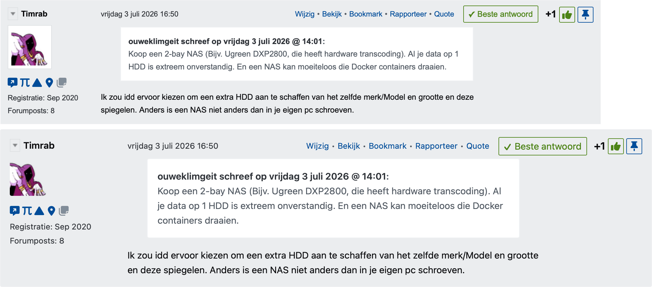 UI-vernieuwing forumpost oud vs nieuw