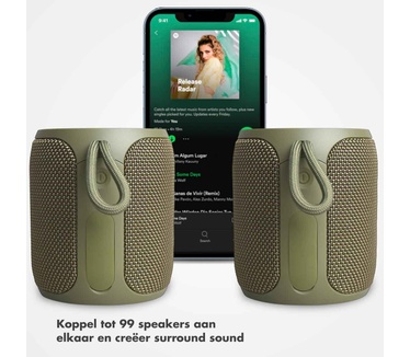 Selencia AquaPlay Bluetooth Speaker - Draadloze speaker - Waterproof - Army Green