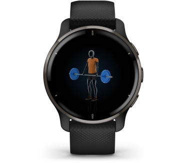 Garmin Venu 2 Plus, 43mm, met spraak en premium-functies Zwart (Zwart)