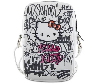 Hello Kitty Graffiti Heuptas met Riem (Scherm tot 7 Inch) - Wit Wit