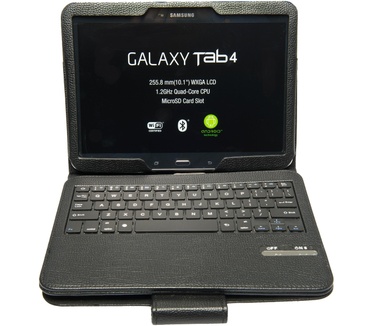 Three Innovates Samsung Galaxy Tab 4 10.1 inch Pu lederen keyboard case zwart