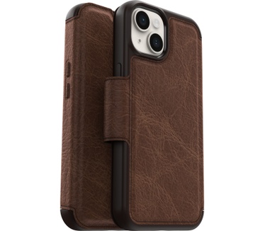 Otterbox OtterBox Strada-hoesje voor iPhone 14, schokbestendig, valbestendig, lederen folio met kaarthouder, 3x getest volgens militaire standaard, Espresso