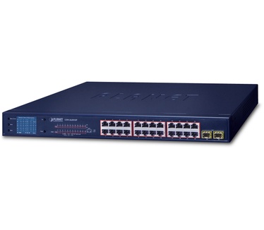 Planet GSW-2620VHP 24-poort 10/100/1000T 2-poort Gb SFP - POE+ - LCD monitor - 300 Watt POE