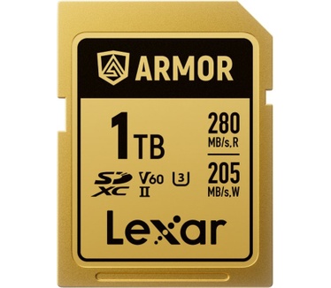 Lexar SDXC Pro Gold Series ARMOR UHS-II 1TB - Lezen 280MB/s, Schrijven 210MB/s - V60 - IP68 RVS