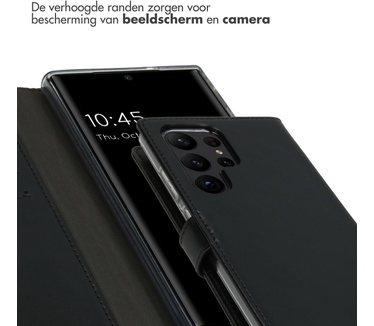 Selencia Echt Lederen Bookcase Samsung Galaxy S23 Ultra - Zwart