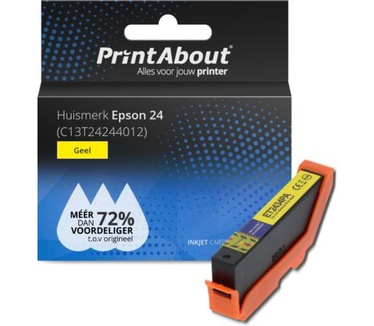 PrintAbout Huismerk Epson 24 (C13T24244012) Inktcartridge Geel