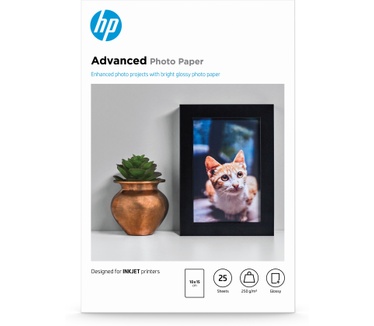 HP Advanced Photo-papier, glanzend, 250 g/m2, 10 x 15 cm (101 x 152 mm), 25 vellen