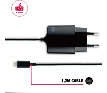 BeHello Travel Charger Lightning with Cable (1,2m) 1A Straight Black