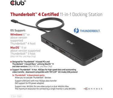 Club 3D Thunderbolt 4 Certified 11-in-1 Docking Station