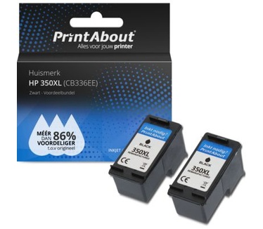PrintAbout Huismerk HP 350XL (CB336EE) Inktcartridge Zwart Voordeelbundel 2-pack Hoge capaciteit