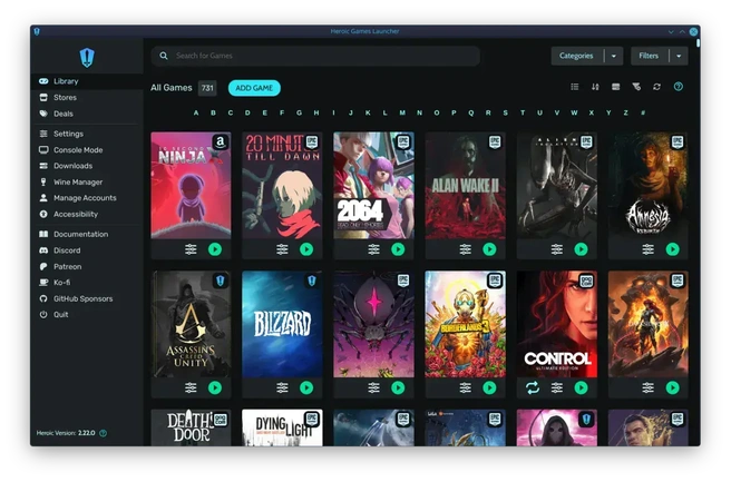 De Heroic Games Launcher (afbeelding ter illustratie)