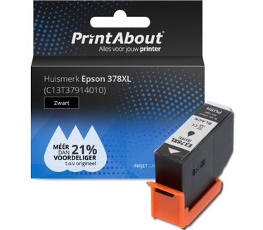 PrintAbout Huismerk Epson 378XL (C13T37914010) Inktcartridge Zwart Hoge capaciteit