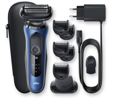 Braun Series 6 60-B1500s Elektrisch Scheerapparaat Met Baardtrimmer, Blauw