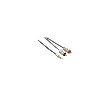 Hama "AluLine" Conn. Cable, 3.5mm jack, stereo - 2x RCA plug, f. iPhone 3G/S, 2m