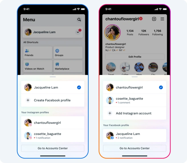 Meta Accounts Center in Facebook en Instagram