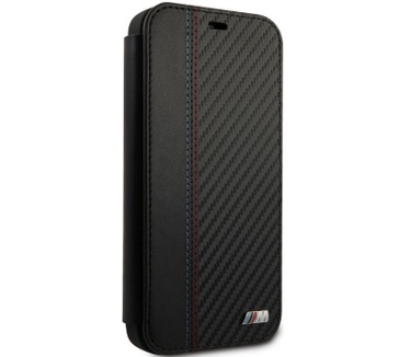 BMW M Tricolor Carbon Book Case - iPhone 12 Mini (5.4") - Zwart  Zwart