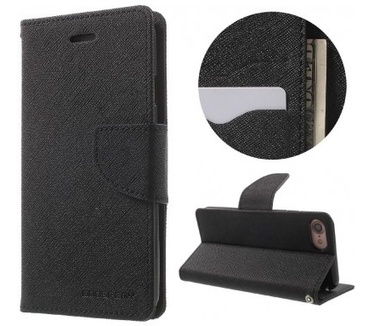 Mercury Apple iPhone 7 Fancy Diary Wallet Case - TPU frame - Black