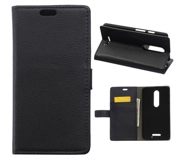 Kees Lederlook Portemonnee Hoesje Motorola Moto X Force - Zwart