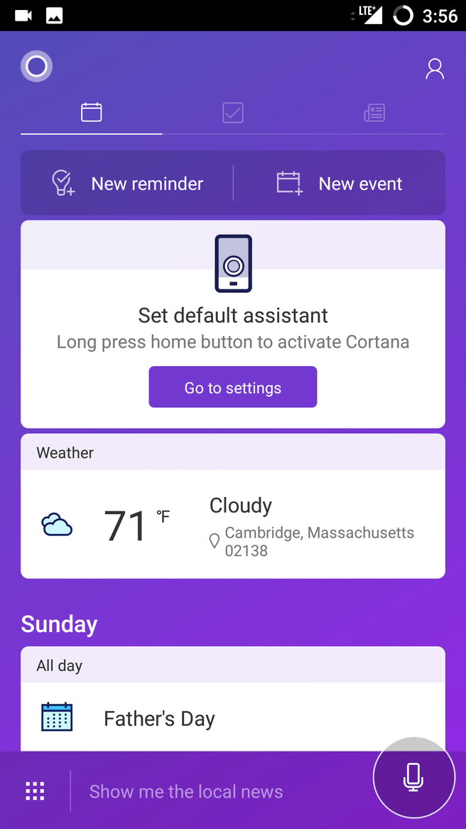 Cortana default Assistant on Android