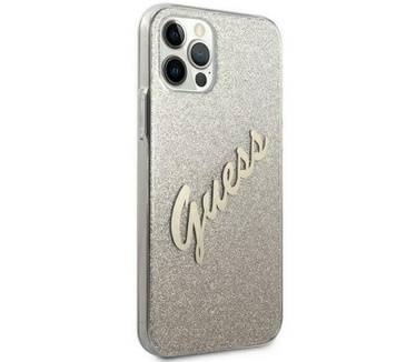 Guess Gradient Vintage Glitter Case iPhone 12/12 Pro (6.1") Goud Goud